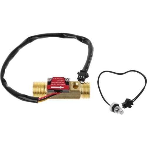 G1/2" Brass Hall Flow Rate Meter NTC Temperature Measurement Water Flow Sensor Meter
