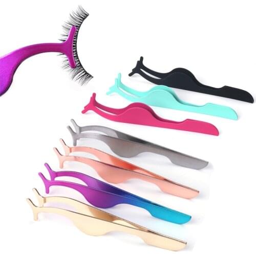 NEWCOME False Eyelashes Tweezers Eyelash Extension Curler Nipper Clip Clamp Fake False Eyelashes Applicator Makeup Forceps Tools