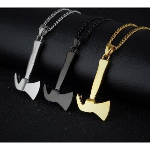 361L Stainless Steel Metal Firefighter Fireman Fire Axe Hatchet Pendant Necklace Punk Style Fashion Unisex Jewelry Gifts