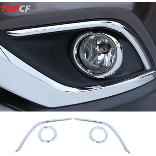 TOPCF For Mitsubishi Outlander 2016-2021 Car Chrome Chromium Styling Front Fog Light Foglight Lamp Cover Trim Accessories
