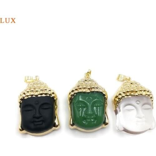Fashion smiling buddha head pendant Religious Leshan Giant Buddhism Full Rhinestone Paved Charm for Necklace Jewelry DIY Making