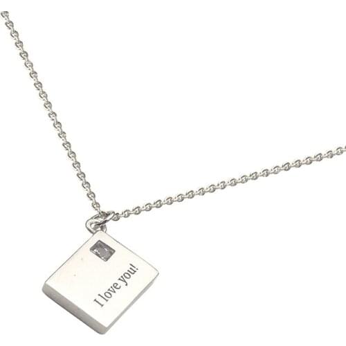 Sinya 925 Sterling Silver Rectangle flags tag pendant charm Necklace for girls lover women Valentines Day gift length 42cm