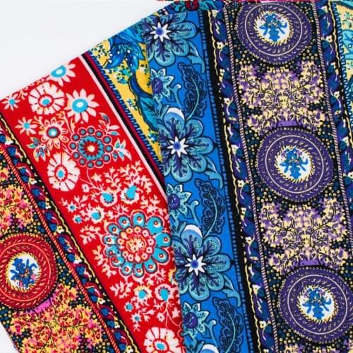 Retro Cotton and Linen Fabric Ethnic Style Printing Fashion Jacquard Satin Garment Fabric Handmade Div Fabric Yard Designer