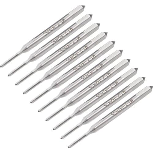 Uxcell Metric Machine Tap M1.2 Thread 0.25 Pitch 3 Straight Flutes H2 High Speed Steel 10pcs