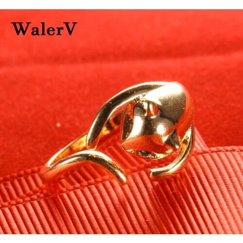 WalerV New Fashion Jewelry for Womens Girl Custom Cat Star Shape Charm Lovely Open Rings Gold Color Ring Wedding Fingers Gift
