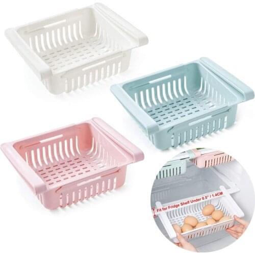 Fridge Drawer Organizer Retractable Drawer Refrigerator Organizer Bins Basket Pull Out Refrigerator Storage Containers for Hangi