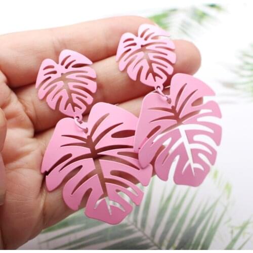 New Fashion Hollow Leaves Drop Earrings for Female Long Leaf Pendant Statement Earring Fashion Party Jewelry Wholesale