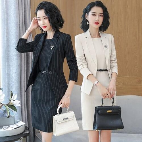Ladies Dress Suits Formal Two Piece Set Blazer and Pencil Dress Office Elegant Work Business Formal Clothes Female Plus Size