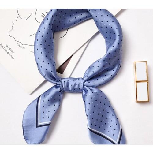 Yishine 60*60 CM Women Multifunction Polyester Silk Scarf Cute Dots Prints Patchwork Satin Small Square Wraps Scarves Shawl