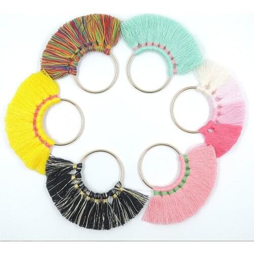 2pcs/lot 50MM multi cotton tassel for earrings jewelry making diy fan fringe tassels with gold jump ring 3cm jewelry accessories