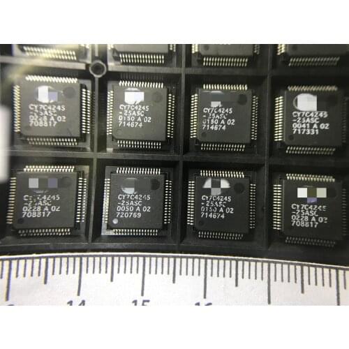2PCS CY7C4245-25ASC CY7C4245-25 CY7C4245 original FIFO Mem Sync Dual Depth/Width Uni-Dir 4K x 18 64-Pin TQFP Tray