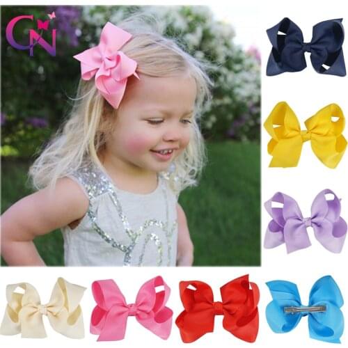 CN 2Pcs 4 Inch Solid Hair Bows With Clip For Girls Grosgrain Ribbon Hair Clips Hairpins Barrettes Headwear Kids Hair Accessories