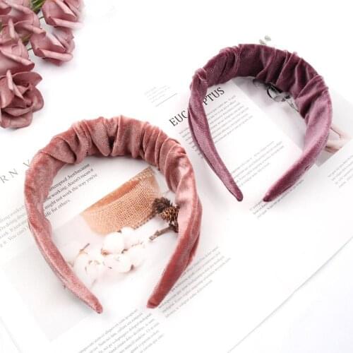 20 pcs/lot, New Elegant Wrinkle Velvet Covered Women Headband Fashion Wide Hairband For Girls Party Cross Hair Bands Accessories