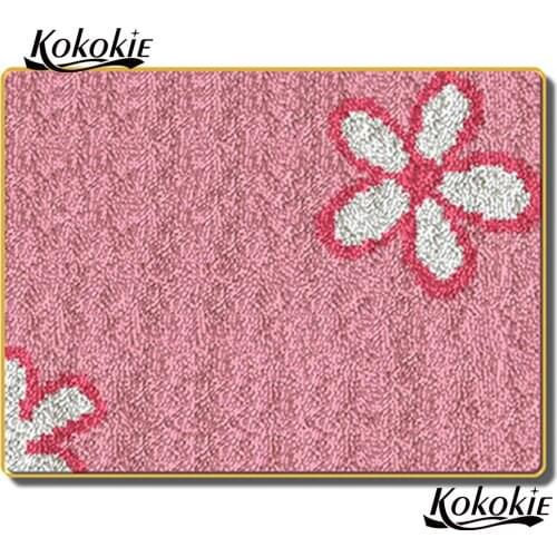 3d carpet for home diy tapijt latch hook diy rug canvas flower pattern printed vloerklee foamiran for needleworksets knooppakket