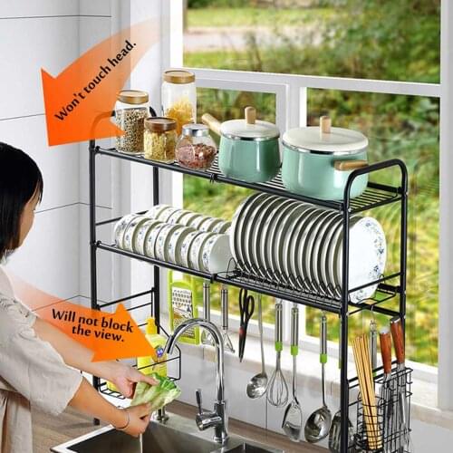 83cm 63cm Kitchen Storage Utensils Holder set Stainless Steel Kitchen Shelf Organizer Dishes Drying Rack Over Sink Drain Rack