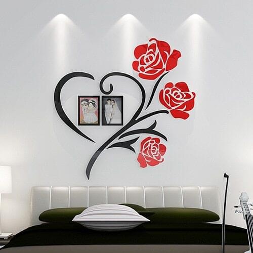 Peony flowers Acrylic 3D wall stickers Bedroom Photo frame DIY art wall decor living room Wedding room decoration