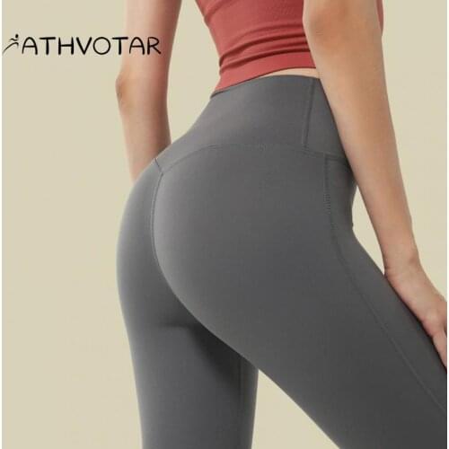 ATHVOTAR Tights Women Pants Sexy Peach Hip High Waist Yoga Leggings Running Sport Fitness Elasticity Nudity Gym Clothing
