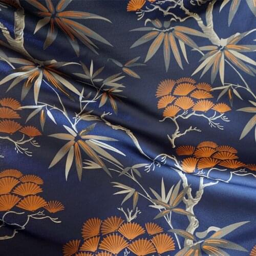 Bamboo Pine satin silk brocade cloth for DIY bag COSPLAY/Kimono/Mongolia clothing/cheongsam/Stage suit 1 order=1meter