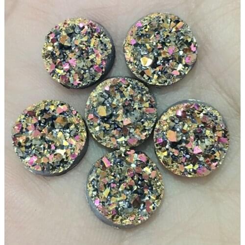 Free Shipping 12mm 24pcs Gold/Silver Thick Flatback Resin Round Stone beads flatback Resin Rhinestone For DIY Wedding Decoration