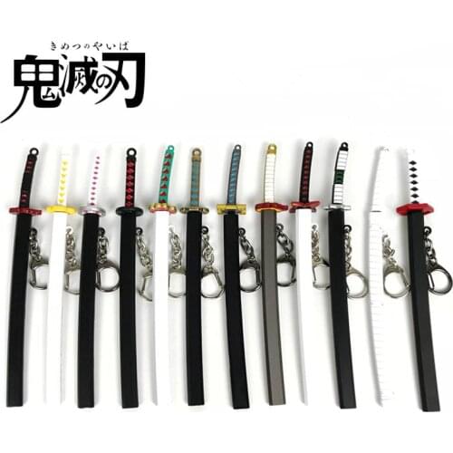 Cartoon Demon Slayer Sword Keychain Japan Anime Kamado Tanjirou Keyring Sword Metal Blade of Ghost Key Chain Men Chaveiro Props