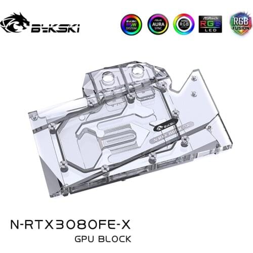 Bykski Gpu Water Block use for NVIIDIA RTX 3080 Founder Edition Original Version GPU Card/Full Cover Copper Radiator Block