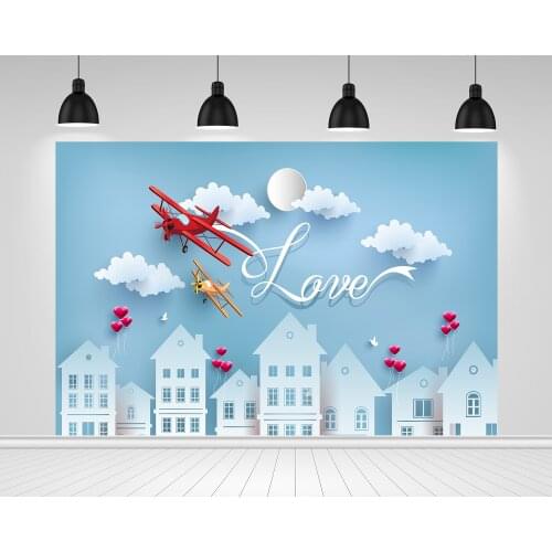 Scopiso Photography Backdrop Vintage Aircraft White Cloud Birthday Party Decoration Photographic Background Photo Studio Props