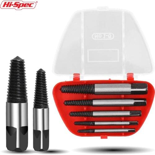 Hi-Spec 5/6pcs Screw Extractors Coarse Fine Teeth Broken Bolt Remover Drill Bit for 1/2 3/4 Tap Triangle Valve Water Pipe