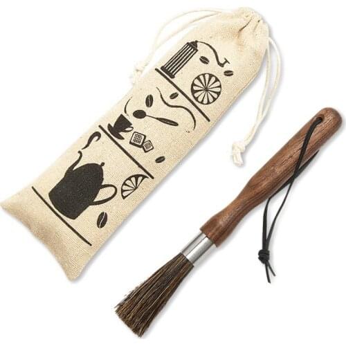 Coffee Grinder Powder Cleaning Brush Coffee Machine Brush Wood Handle Pig Bristle Dusting Espresso Brush For Barista