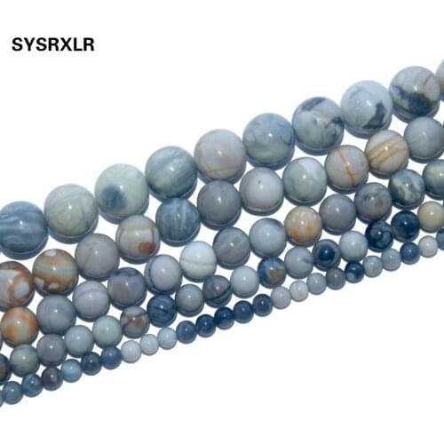 Free Shipping Natural Stone Gray Picasso Round Loose Beads For Jewelry Making Diy Bracelet Necklace Material 4/6/8/10/12 MM