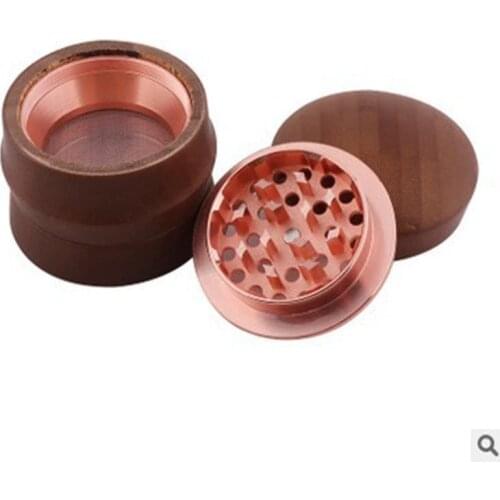 Hot Selling Bamboo Smoke Grinder 4-layer 63mm Aluminum Herbal Herb Tobacco Grinder Smoke Herb Accessories
