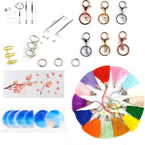 DIY Resin Accessories Kit Key Chain Tassel Material Sticker Metal Handle Bracket Resin Molds Jewelry Craft