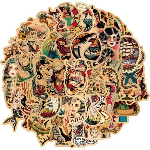 10/50Pcs Europe and America Retro Sexy Pin Up Girl Stickers Skateboard Laptop Guitar Car Scrapbooking PVC Decal Toy Kids Gift