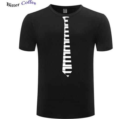 NEW Piano Keys Tie Piano Keyboard Music Concert T Shirt Plus Size Summer Funny Printing T-Shirt O Neck Cotton Top Tees