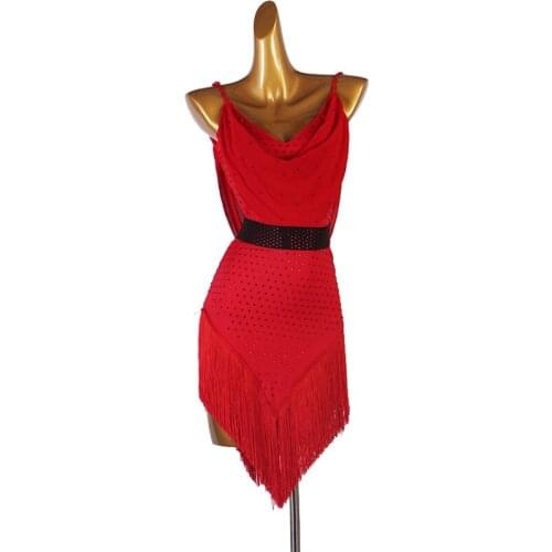 New Latin Dance Dress Latin Skirt Competition Dress Costumes Performing Dress Sparkly Rhinestones Adult Customize Children