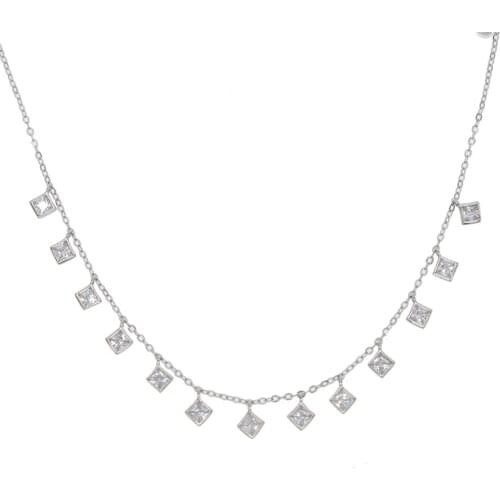New Arrival AAA clear cubic zirconia drop square cz charm Choker Necklace For Women in real 925 silver delicate jewelry layer