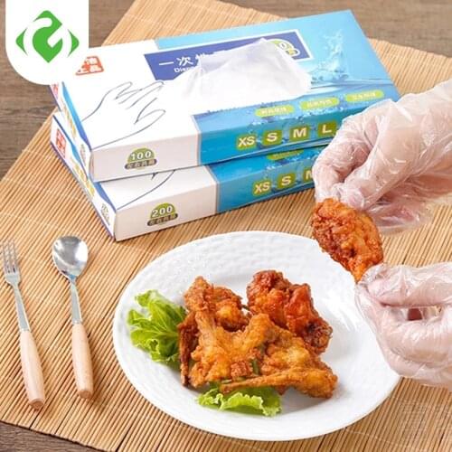 100/200PCS Disposable Plastic Clear Gloves Food Eco-friendly Gloves for Kitchen Cooking Industrial Restaurant Cleaning Gloves GY