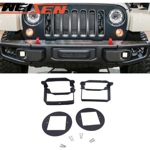 Front Hidden Bumper 3 inches LED Fog Light Mount Brackets For Jeep Wrangler JK 2010-2018