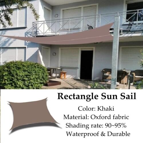 Khaki Color Rectangle Pergola Oxford Sun Sail Shading 95% Waterproof Camping Outdoor Anti-UV Terrace Tent Garden Gazebo Awning
