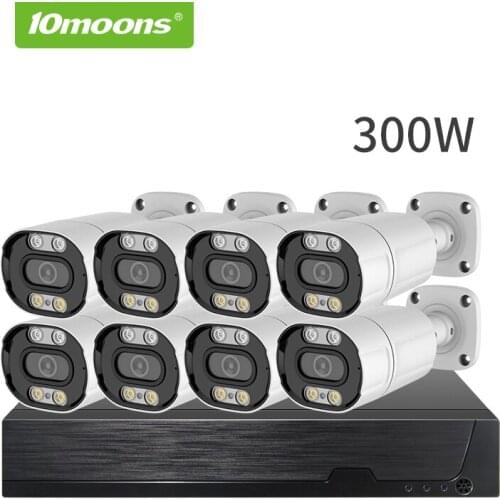 10moons 3MP HD Security Camera System 8CH H.265+ DVR Outdoor Indoor Video Surveillance Kit Night Vision Waterproof CCTV System