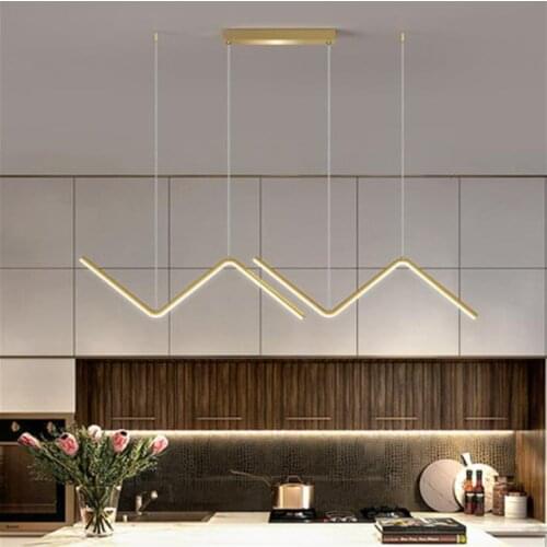 LED Modern Simple Chandelier Restaurant Bar Black/Gold Long Pendant Lamp Dining Room Coffee Shop Round Rings Hanging Light