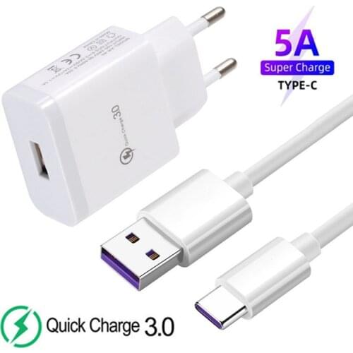 USB 5A Super charge Type C Cable for Samsung S10 A51 Huawei P40 P30 P20 Mate 20 30 Pro Honor 10 9X 18W QC 3.0 Fast usb Charger