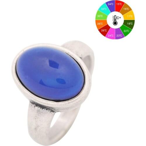 Vintage Bohemia Retro Color Change Emotion Feeling Changeable Metal Ring Temperature Control Mood Ring for Women MJ-RS010