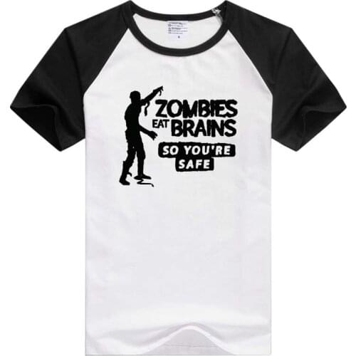 Funny Zombies Eat Brains So You'Re Safe short sleeve casual Men Women T-shirt Comfortable Tshirt Cool Print GA574