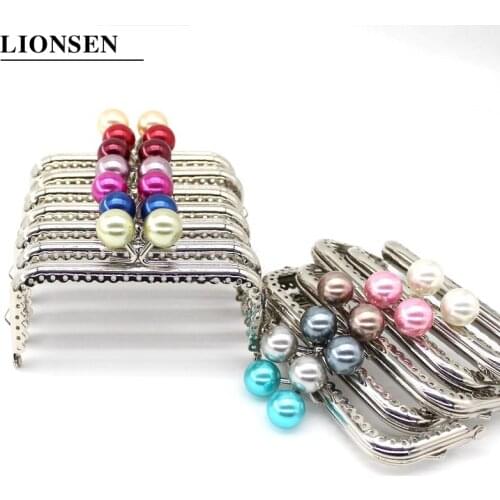 1PCS Super Lovely 10.5CM Silver Lace Pearl Bead Head Metal Purse frame Kiss Clasp DIY Bag Accessory