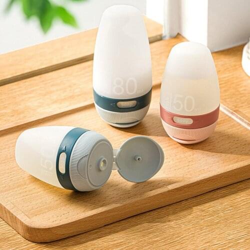 1Pc 50ml 80ml Portable Silicone Refillable Bottle Empty Travel Packing Press For Lotion Shampoo Cosmetic Squeeze Containers U2