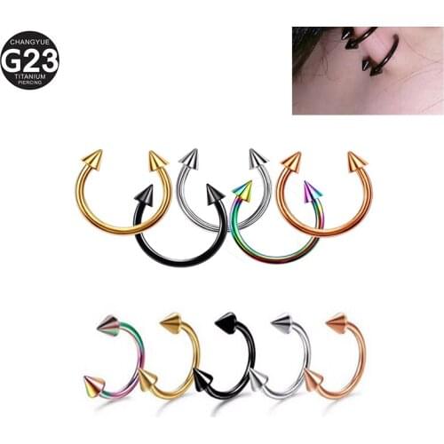 1PS Ear piercing G23Titanium Piercing Conical Horseshoe Ring U-shaped Ring Labret Ear Bone Nail Multi-Purpose Ring Body Jewelry