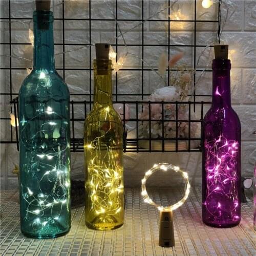 10pcs 2m 20leds LED waterproof creative small lights romantic copper wire cork small lights for Halloween and Anniversary
