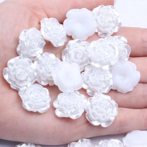 10PCS 3D Resin White ivory Rose Flower Design Nail Studs Charms Nail Art Rhinestonse Strass DIY Acrylic Manicure Tips Decoration