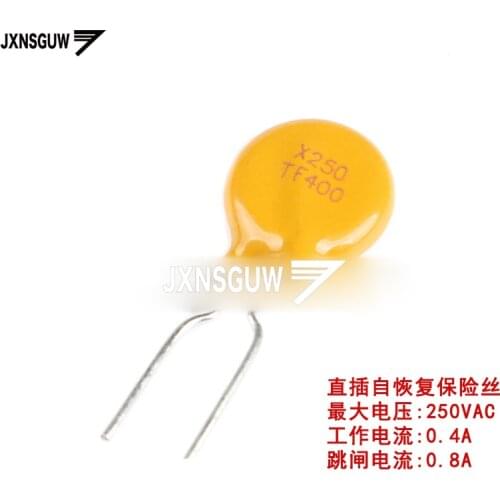 20PCS 250V 0.4A PPTC straight Insert Self-recovery fuse 400mA Pin pitch 5mm