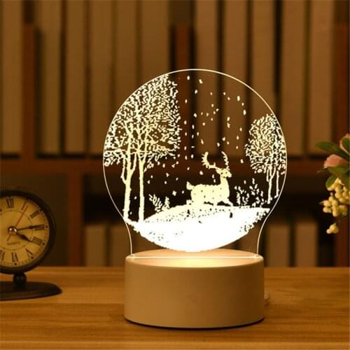 3D Elk Santa Lamp Acrylic LED Night Lights Fairy Lights Christmas DecorationsNew Year Gifts Xmas Decor Navidad Lights for Room